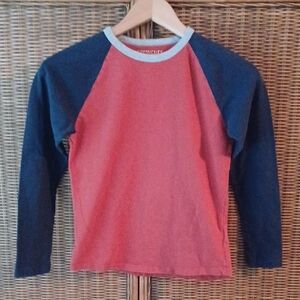 J Crew Crewcuts Red and Navy Long Sleeve Tee Size Large